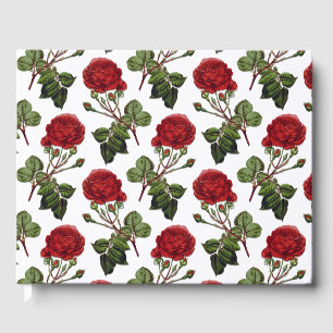 Red Long Stem Rose Pattern Guest Book