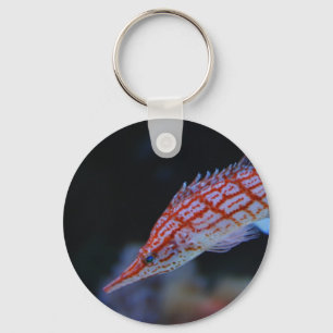 Red Longnose Hawkfish Key Ring