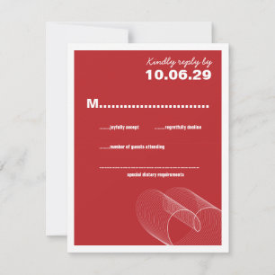 Red Loopy Love Lines Wedding RSVP Card
