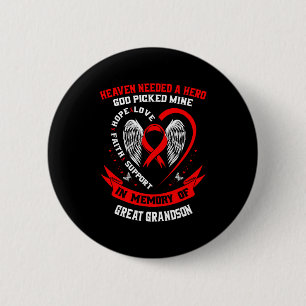 Red Loss Of Great Grandson Heart Disease Awareness 6 Cm Round Badge