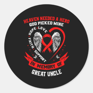 Red Loss Of Great Uncle Heart Disease Awareness Pr Classic Round Sticker