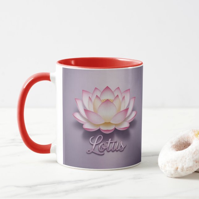 Red Lotus Flower Meditation Mug (With Donut)