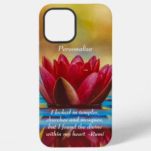 Red Lotus Flower on Blue Water Spiritual Quote iPhone 12 Pro Max Case
