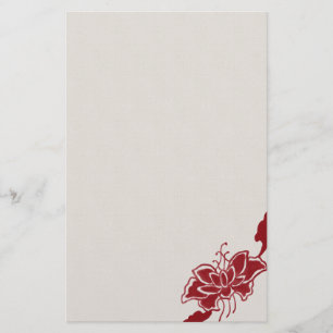 Red Lotus Flower Stationery