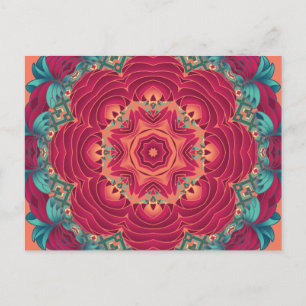 Red Lotus Mandala Postcard