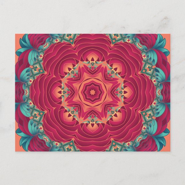 Red Lotus Mandala Postcard (Front)