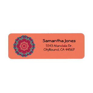 Red Lotus Mandala Return Address Label