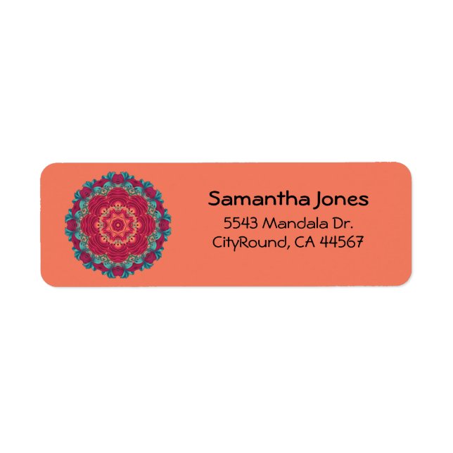 Red Lotus Mandala Return Address Label (Front)