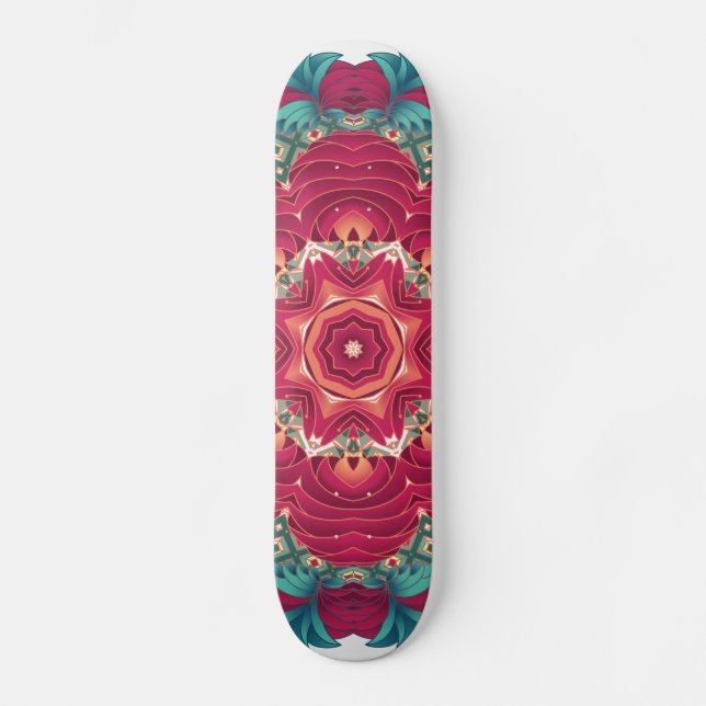 Red Lotus Mandala Skateboard (Front)
