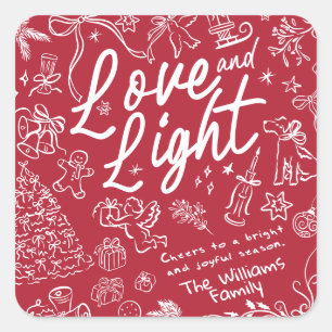 Red Love and Light Christmas Square Sticker