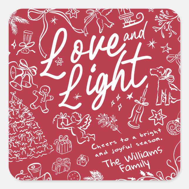 Red Love and Light Christmas  Square Sticker (Front)