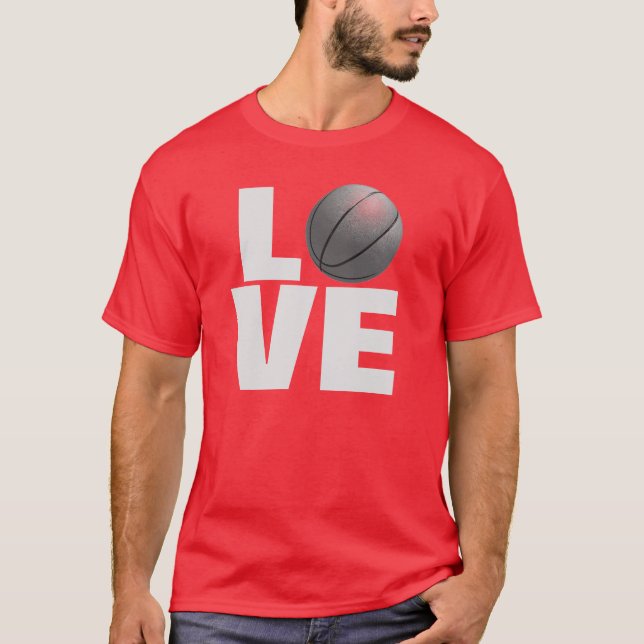 Red Love Basketball Sport T-Shirt (Front)