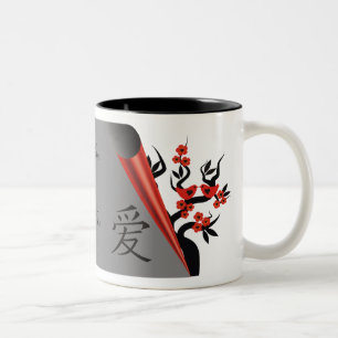 Red Love Birds On Sakura Tree Mugs