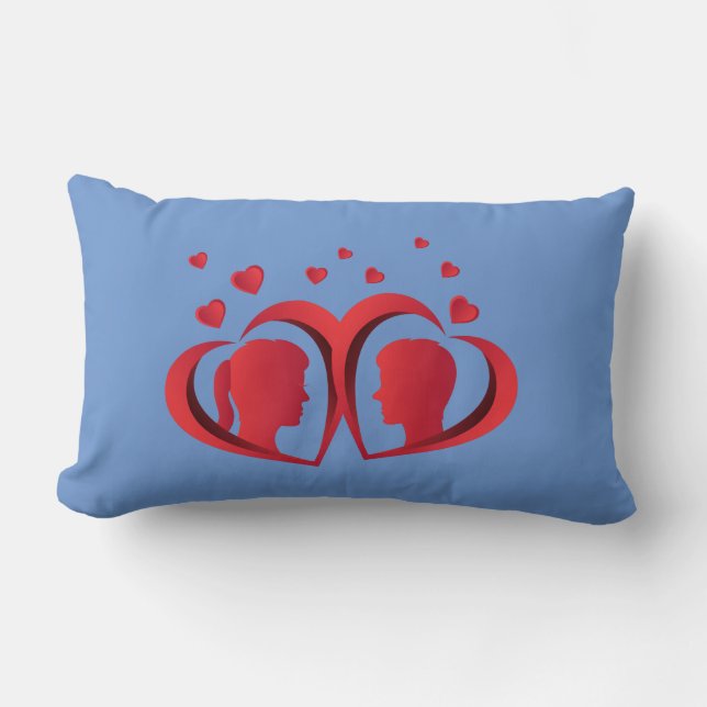 Red Love Couple Pillow Romantic Home Decor Accent (Front)