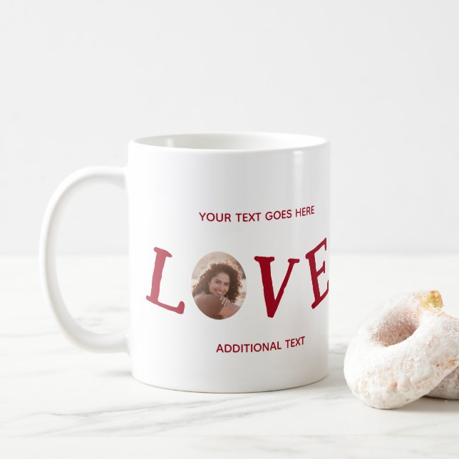 Red Love Custom Photo Coffee Mug (With Donut)