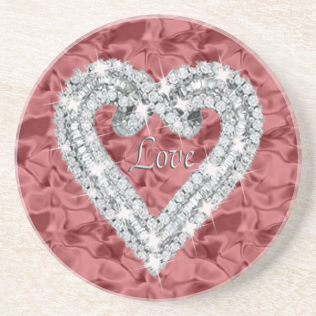 Red Love Diamond Heart Coaster (Front)