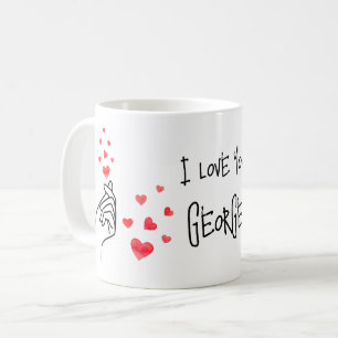 Red love finger hearts coffee mug