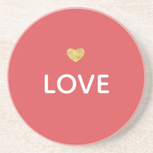 Red Love Gold Heart Coaster