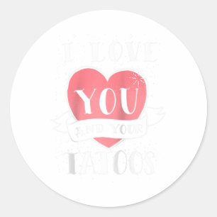 Red Love Heart And Tattoos On Valentines Day Gift Classic Round Sticker