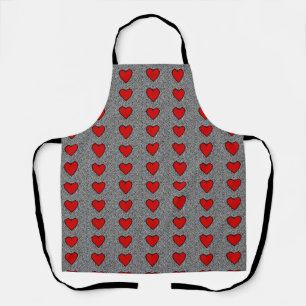 red love heart doodle apron