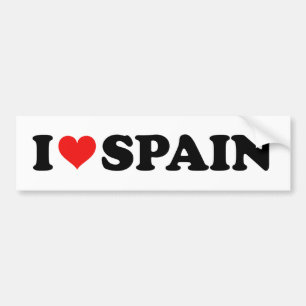 Red Love Heart I Love Spain Spanish Bumper Sticker