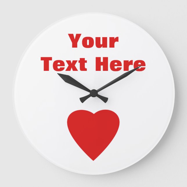 Red Love Heart. Large Clock (Front)