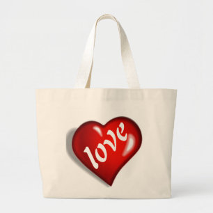 RED LOVE HEART LARGE TOTE BAG