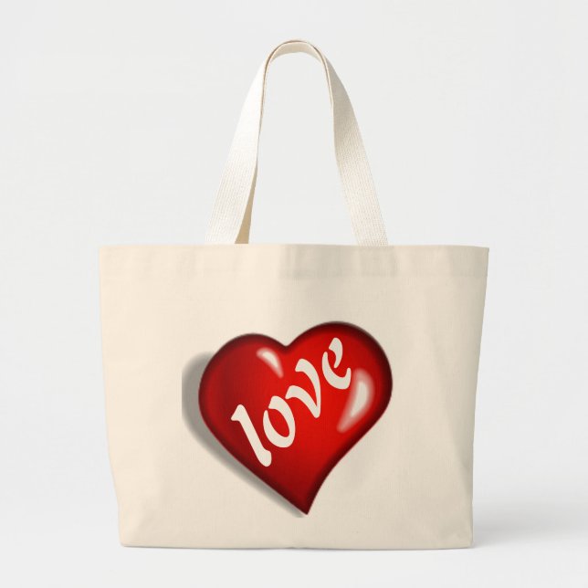 RED LOVE HEART LARGE TOTE BAG (Front)