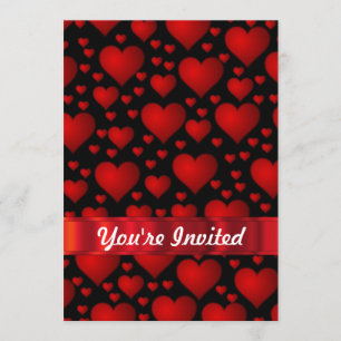 Red love heart pattern invitation