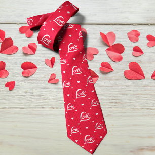 Red Love Heart Pattern Tie