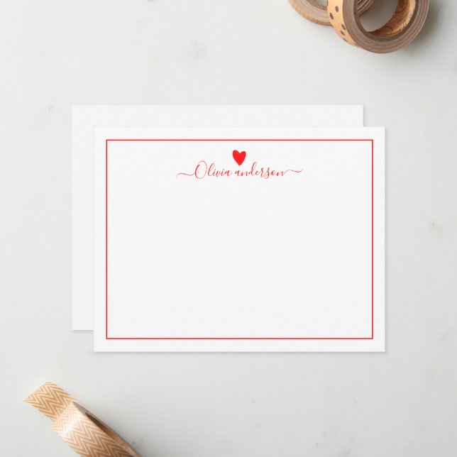 Red Love Heart Personalised Card (Front/Back In Situ)