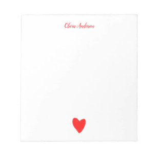 Red Love Heart Personalised Notepad