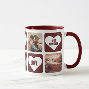 Red Love Heart Photo Best Mum Ever Mug