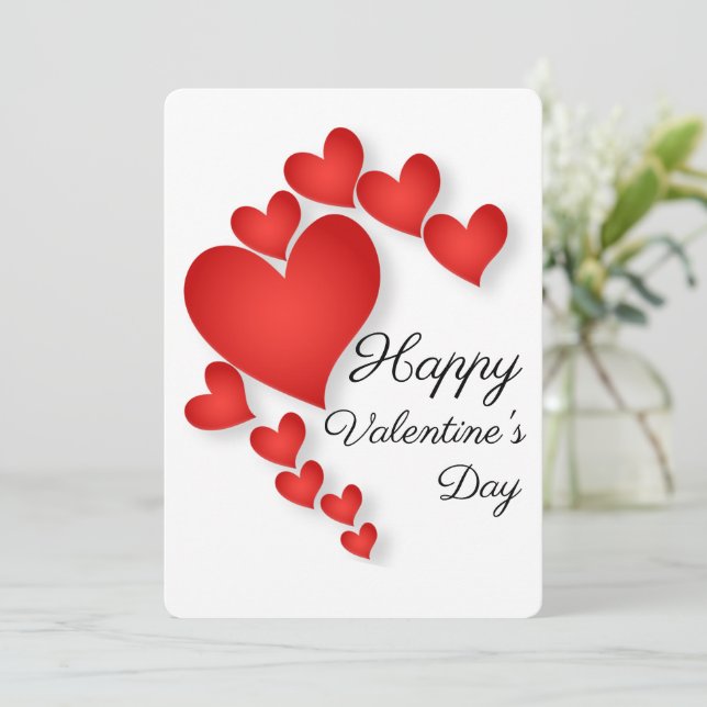 Red Love Heart Shape Valentine' Day Greeting Card (Standing Front)