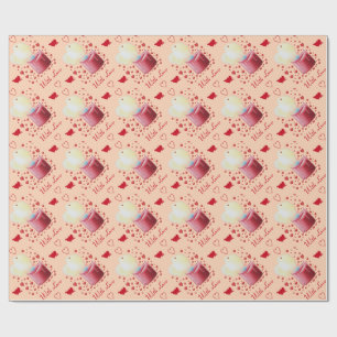 red love heart shaped flame romantic wrapping paper