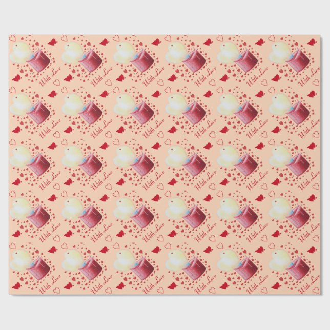 red love heart shaped flame romantic  wrapping paper (Flat)