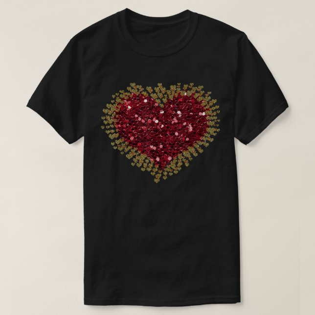 Red Love Heart Shirt Valentines Day Tops Women Gir (Design Front)