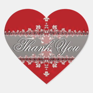 Red Love Heart Thank You Sticker