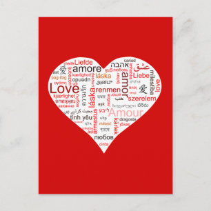 Red Love Heart Typography Postcard