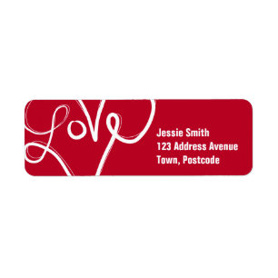 Red Love Heart Typography Return Address Label