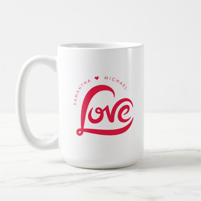 Red Love Heart Valentines Day  Coffee Mug (Left)