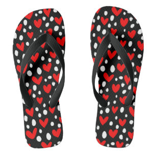 Red Love Heart Valentine's Day Romantic Pattern Thongs