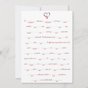 Red Love Heart Wedding Libs Game