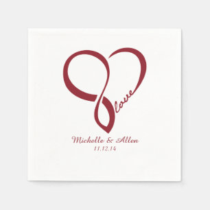 Red Love Heart Wedding Party Paper Napkins Set