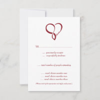 Red Love Heart Wedding RSVP Cards