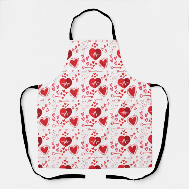 Red love hearts and arrow  apron (Front)