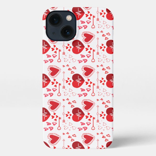 Red love hearts and arrow  iPhone case (Back)
