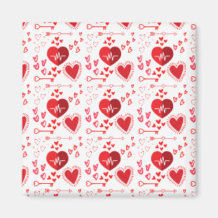 Red love hearts and arrow  magnet
