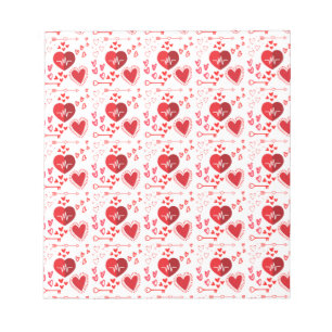 Red love hearts and arrow notepad