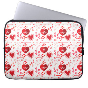 Red love hearts and honey laptop sleeve